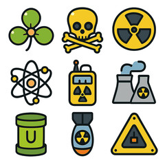 Radioactive Icons: Modern Vector Set for Safety & Warning Signs