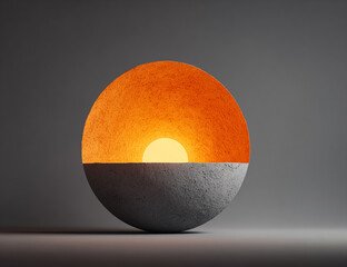 Sphere reveals glowing sun interior. Concept illustration shows planet core. Use for education, design, marketing, web backgrounds.