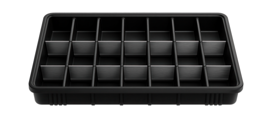 Drawer organizer insert with adjustable dividers for sorting fasteners in a home workshop.