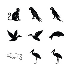 Obraz premium vector silhouettes of animals