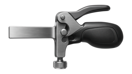 Disc brake pad spreader with a plastic grip for brake maintenance.