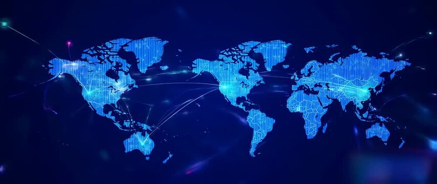 Global network world map illustration - Powered by Adobe