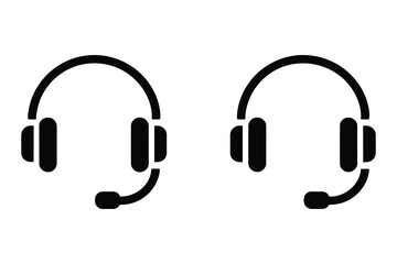 Two black headset icons with microphones on a white background