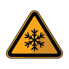 Warning sign with snowflake symbol indicating freezing temperatures or ice