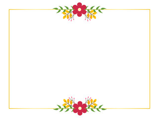 Fototapeta premium Red Botanical Border Frame with Green Leaf Accents for Modern Wedding Stationery and Printable Designs