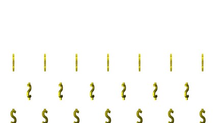 3D golden dollar signs flying and rotating 3d on a green screen. Ideal for financial, investment, and business success, for business content.4K - Powered by Adobe