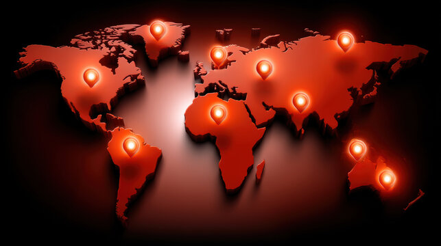 Glowing world map with location markers highlights satellite wildfire tracking capabilities