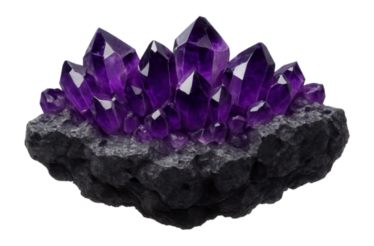 Amethyst crystals with deep purple hue in basalt matrix from Thunder Bay, Canada