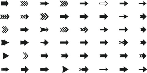 Diverse arrow icon collection features direction pointers and symbol variations