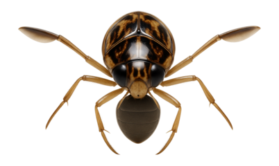 Water boatman with flattened, oval body and paddle-like hind legs