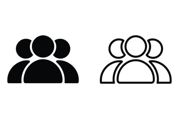 Group of people icon in black and outline styles