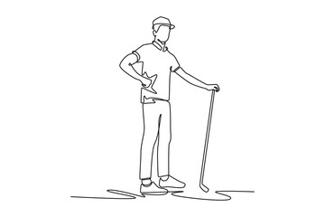 golf concept. Single line draw design. Vector graphic illustration
