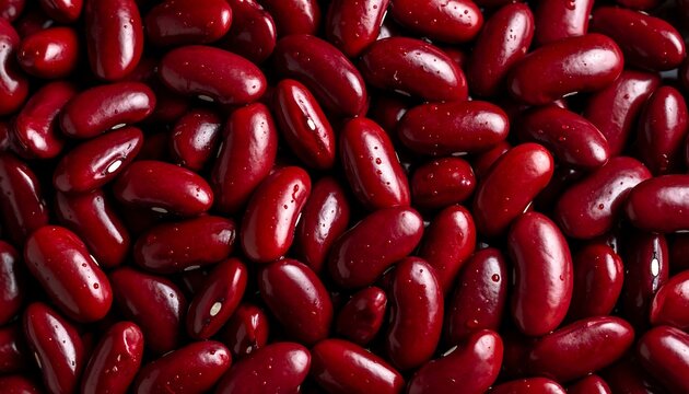 Close-up view of many red kidney beans