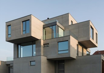 Contemporary Concrete Building Featuring Complex Geometric Architecture