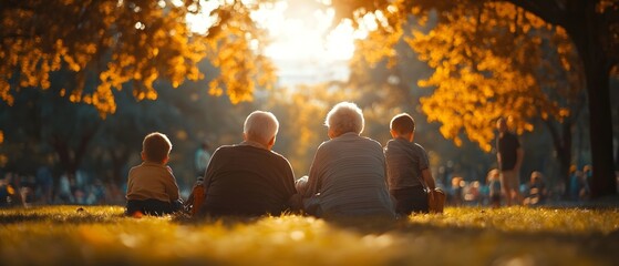 In the park, elderly people bask leisurely in the sun