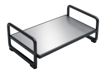 Standing area with horizontal support bars along the sides