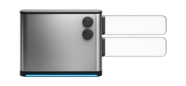 Wide-lane turnstile with extended swing arms and tactile buttons
