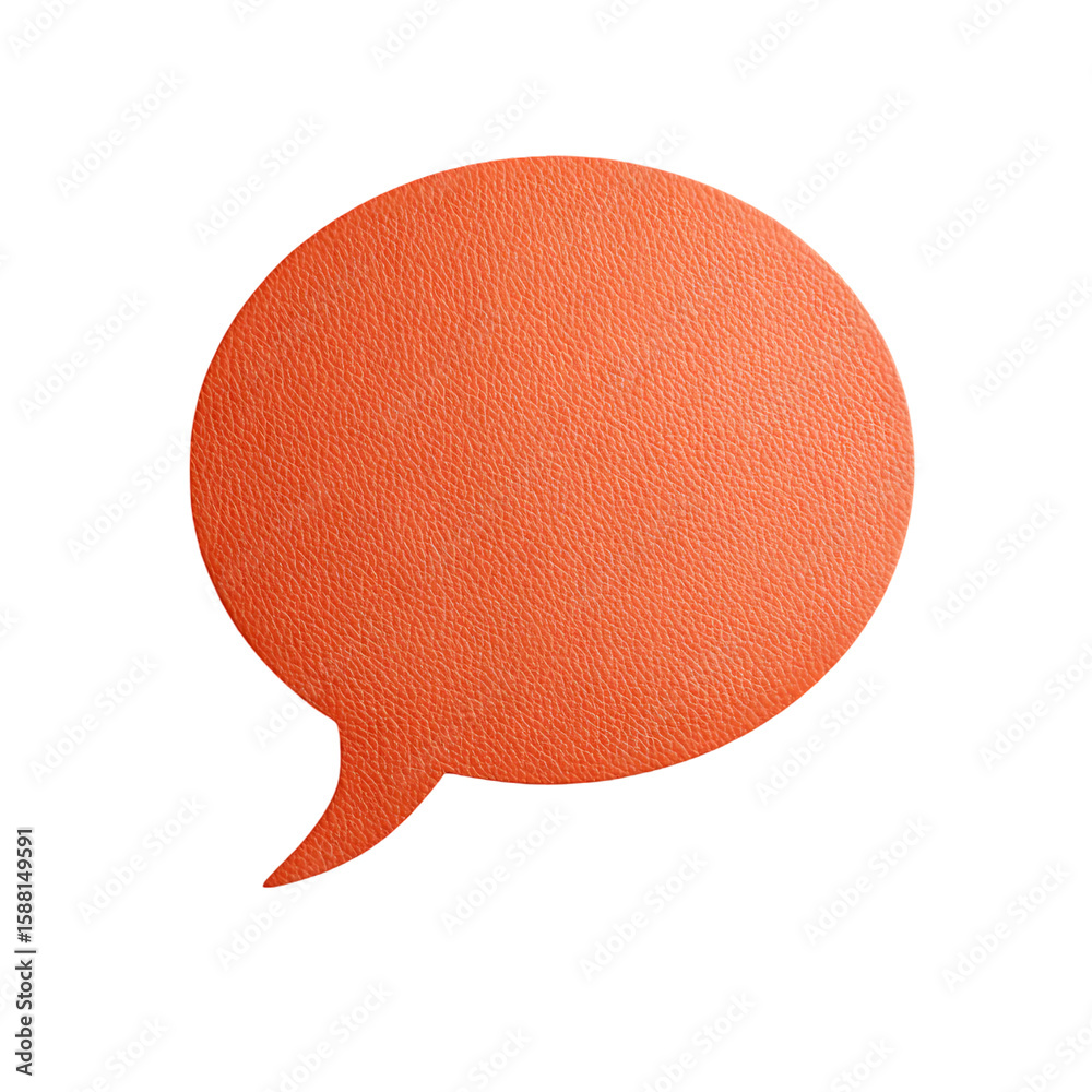 Fototapete orange speech bubble with a textured surface on a white background isolated on white background or t