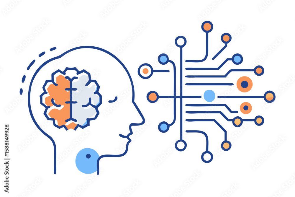 Poster abstract representation of artificial intelligence and machine learning concepts isolated on white b