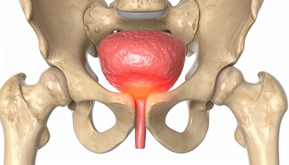 Anatomical Illustration of Human Male Bladder on White Background for Medical Use