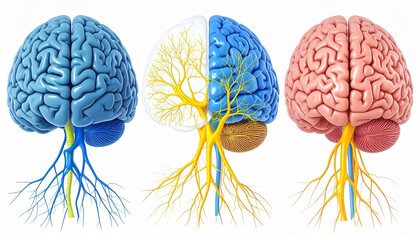 Detailed Representation of Human Brain Anatomy on White Background for Educational Use