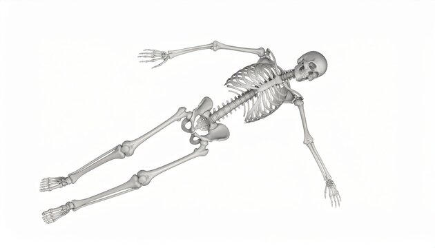 Anatomical Human Skeleton Model on White Background for Educational Use - Powered by Adobe