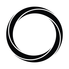 Ribbon Circle Frame Silhouette, Vector, Illustration, Line Art, Icon, White Background.