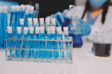 Modern Empty Science Laboratory With Microscopes, Test Tubes And Other Laboratory Equipments