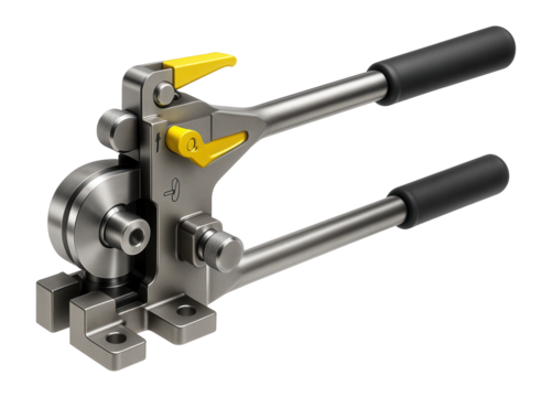 Adjustable profile tube bender with a modular design and quick-change tooling for versatile use in metalworking shops