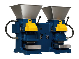 Dual-station molding machine with alternating sand fill and compaction cycles for efficient mold production in a foundry.