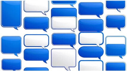 Seamless pattern of blue and white speech bubbles for digital communication - Powered by Adobe