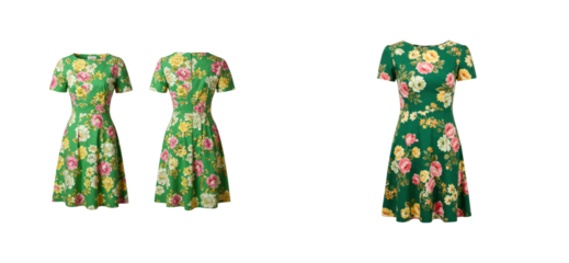 Colorful floral dresses for women with green and yellow patterns