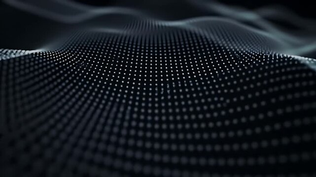 Dark Abstract Wave Background with Silver Dots