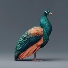 Obraz premium A majestic peacock displays its iridescent plumage with stunning detail