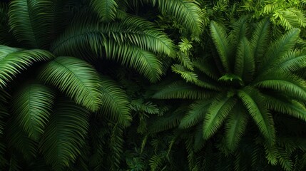 Lush Tropical Rainforest Foliage Background