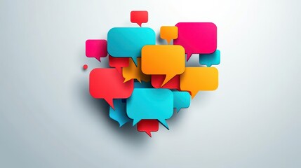 Business Discussion Between Professionals with Speech Bubbles, Vector Illustration, Collaborative Communication, Modern Minimalistic Design, Bright Colors, Business Concept