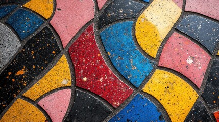 Colorful mosaic pavement texture, street background, design