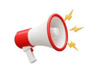 Isolated Megaphone Broadcasting Announcement with Lightning Bolts