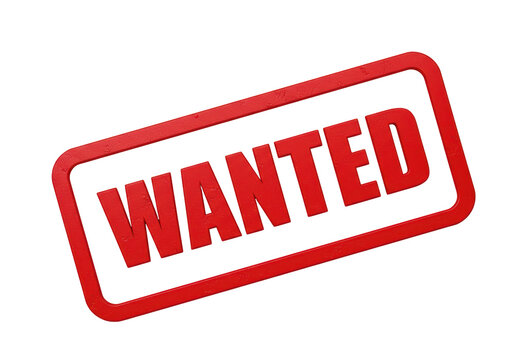 Isolated Red Wanted Sign for Law Enforcement