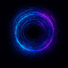 Fototapeta premium Abstract glowing circle with futuristic technology design in blue and purple