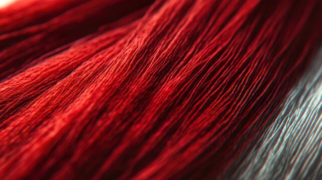 Close-up  of a red thread spool with detailed texture. This thread can be used for embroidery, sewing, and craft projects.