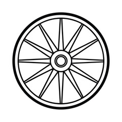 Fototapeta premium black and white wagon wheel vector illustration