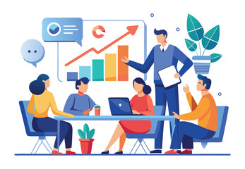Corporate Team Brainstorming | Office People Planning Business Strategy Vector.