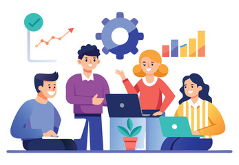 Business Meeting Illustration | Financial Discussion and Corporate Teamwork Vector.