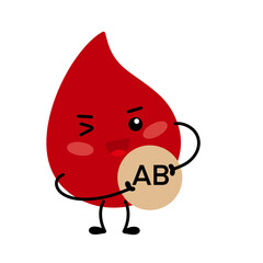 Cute Blood Drop Character with Blood Type AB