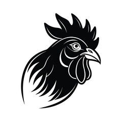 black rooster head silhouette vector illustration