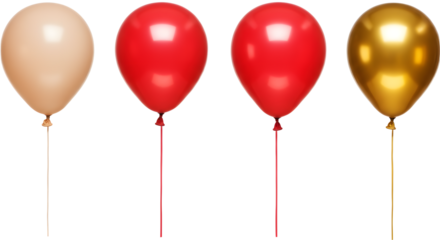 A vibrant display of four balloons in various colors, showcasing a festive atmosphere perfect for celebrations and events