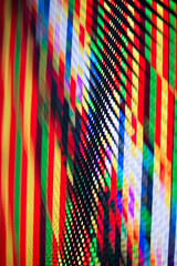 Sci-fi dot grid and glowing LED lines simulating futuristic interface and high-speed data...