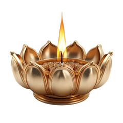 3D Diwali diya lamp icon, golden matte style, white background