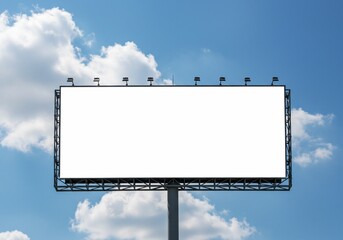 Blank billboard mockup under blue sky advertising template